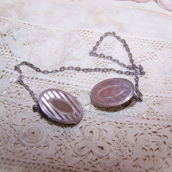 Foster & Bailey Sterling Silver Sweater Clips - Oval Tops with Guilloche Design - Picture 4 of 7